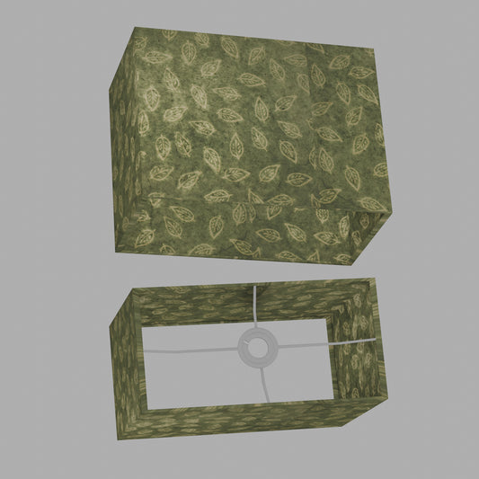 Rectangle Lamp Shade - P29 - Batik Leaf on Green, 40cm(w) x 30cm(h) x 20cm(d)