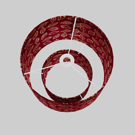 2 Tier Lamp Shade - P30 - Batik Leaf on Red, 30cm x 20cm & 20cm x 15cm