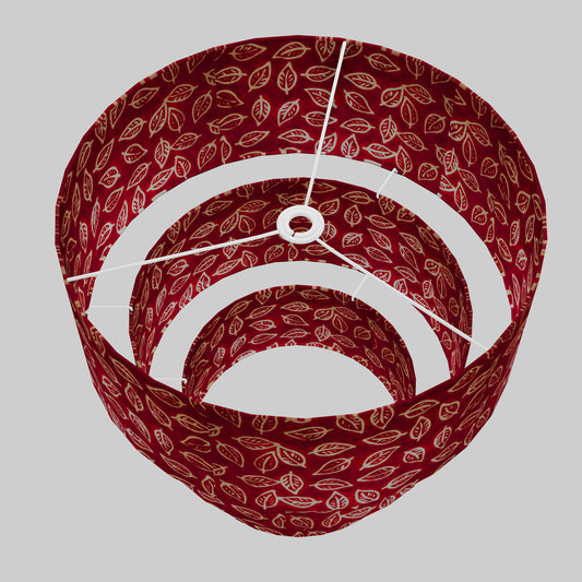 3 Tier Lamp Shade - P30 - Batik Leaf on Red, 50cm x 20cm, 40cm x 17.5cm & 30cm x 15cm