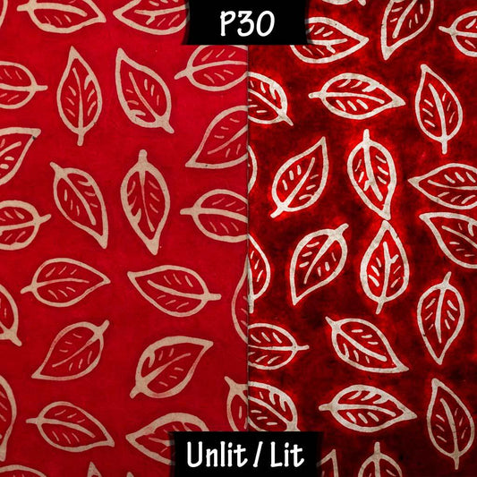 Square Lamp Shade - P30 - Batik Leaf on Red, 40cm(w) x 20cm(h) x 40cm(d) - Imbue Lighting