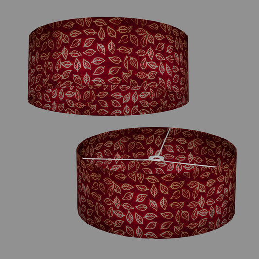 Drum Lamp Shade - P30 - Batik Leaf on Red, 50cm(d) x 20cm(h)