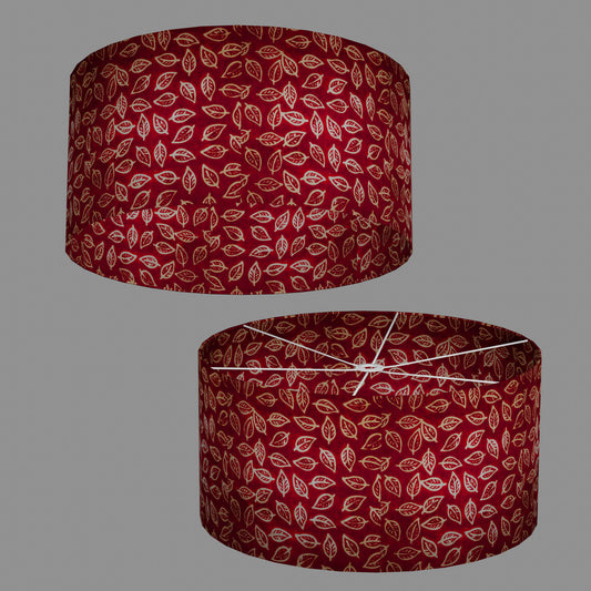 Drum Lamp Shade - P30 - Batik Leaf on Red, 60cm(d) x 30cm(h)