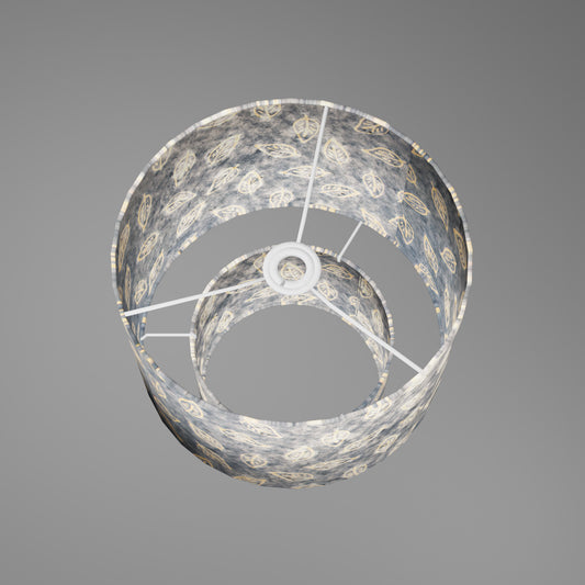 2 Tier Lamp Shade - P31 - Batik Leaf on Blue, 30cm x 20cm & 20cm x 15cm