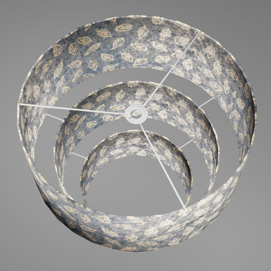 3 Tier Lamp Shade - P31 - Batik Leaf on Blue, 50cm x 20cm, 40cm x 17.5cm & 30cm x 15cm