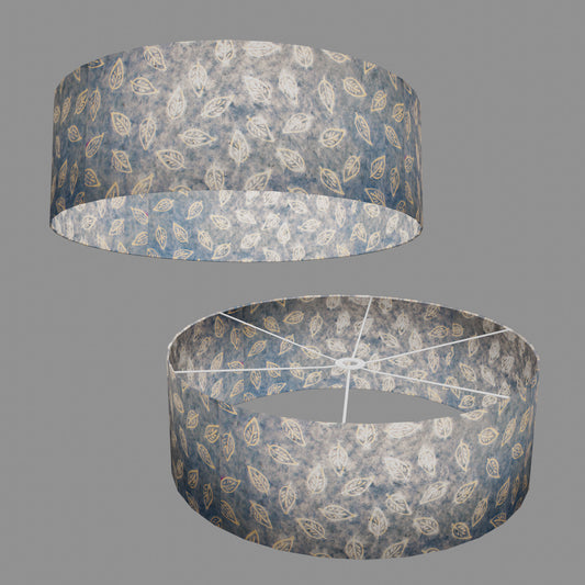 Drum Lamp Shade - P31 - Batik Leaf on Blue, 60cm(d) x 20cm(h)