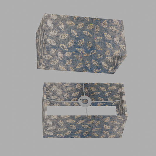 Rectangle Lamp Shade - P31 - Batik Leaf on Blue, 40cm(w) x 20cm(h) x 20cm(d)