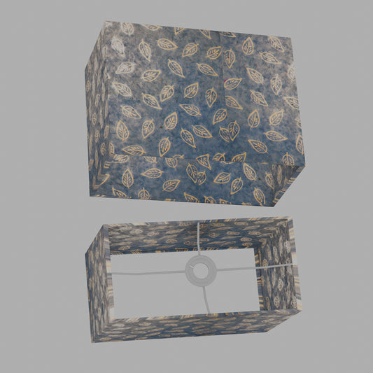 Rectangle Lamp Shade - P31 - Batik Leaf on Blue, 40cm(w) x 30cm(h) x 20cm(d)