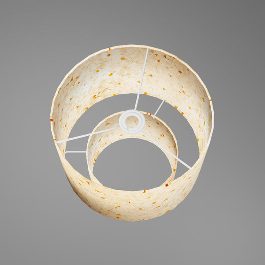 2 Tier Lamp Shade - P32 - Marigold Petals on Natural Lokta, 30cm x 20cm & 20cm x 15cm