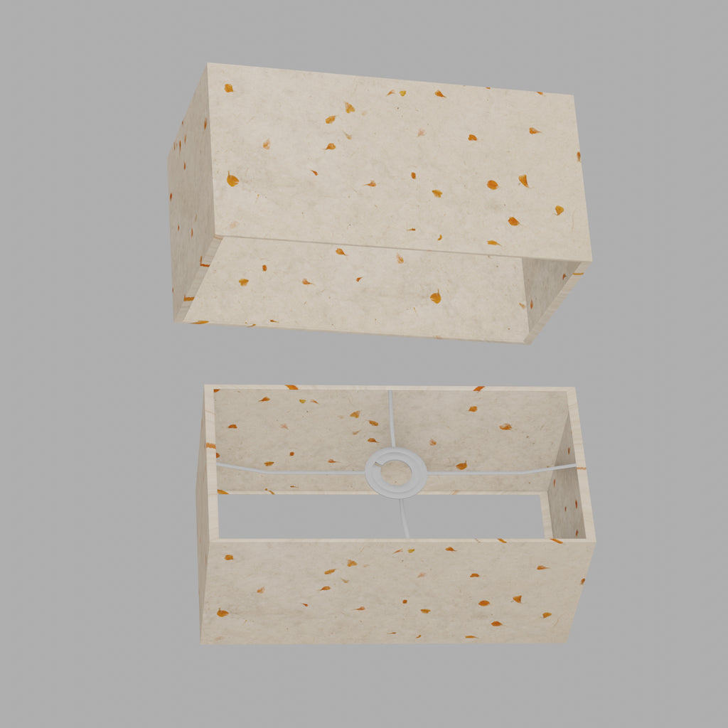 Rectangle Lamp Shade - P32 - Marigold Petals on Natural Lokta, 40cm(w) x 20cm(h) x 20cm(d)