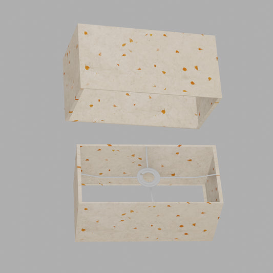 Rectangle Lamp Shade - P32 - Marigold Petals on Natural Lokta, 40cm(w) x 20cm(h) x 20cm(d)