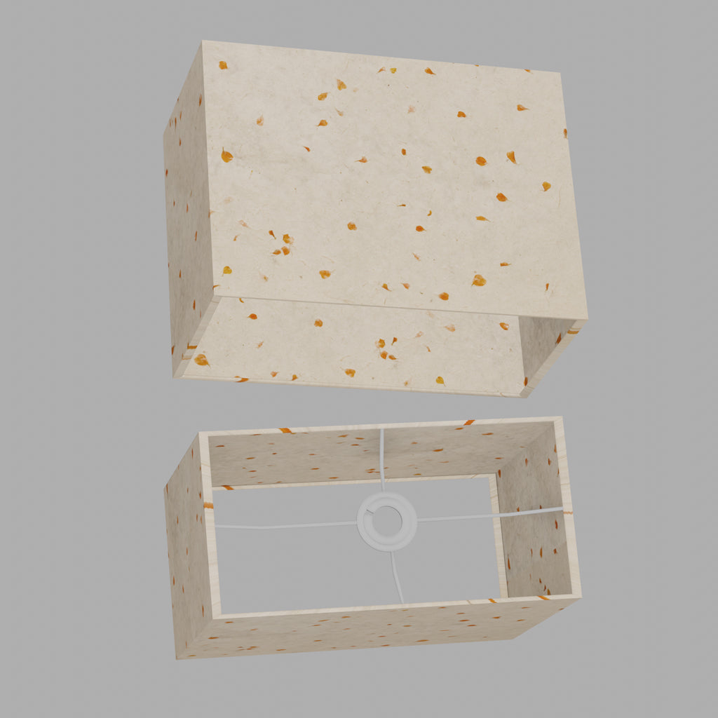 Rectangle Lamp Shade - P32 - Marigold Petals on Natural Lokta, 40cm(w) x 30cm(h) x 20cm(d)