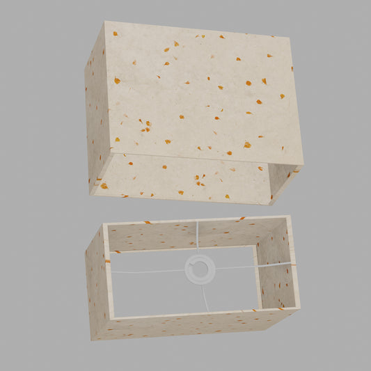 Rectangle Lamp Shade - P32 - Marigold Petals on Natural Lokta, 40cm(w) x 30cm(h) x 20cm(d)