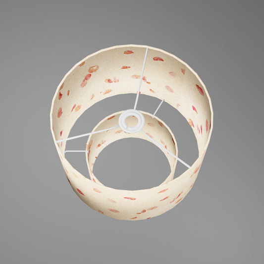 2 Tier Lamp Shade - P33 - Rose Petals on Natural Lokta, 30cm x 20cm & 20cm x 15cm
