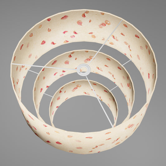 3 Tier Lamp Shade - P33 - Rose Petals on Natural Lokta, 50cm x 20cm, 40cm x 17.5cm & 30cm x 15cm