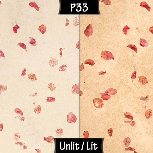 Conical Lamp Shade P33 - Rose Petals on Natural Lokta, 23cm(top) x 35cm(bottom) x 31cm(height)