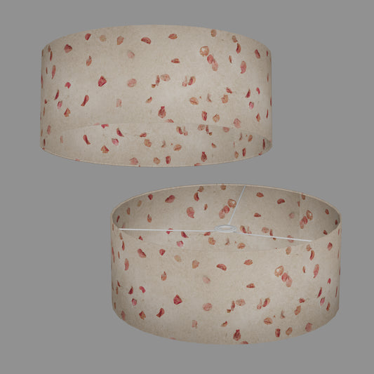 Drum Lamp Shade - P33 - Rose Petals on Natural Lokta, 50cm(d) x 20cm(h)