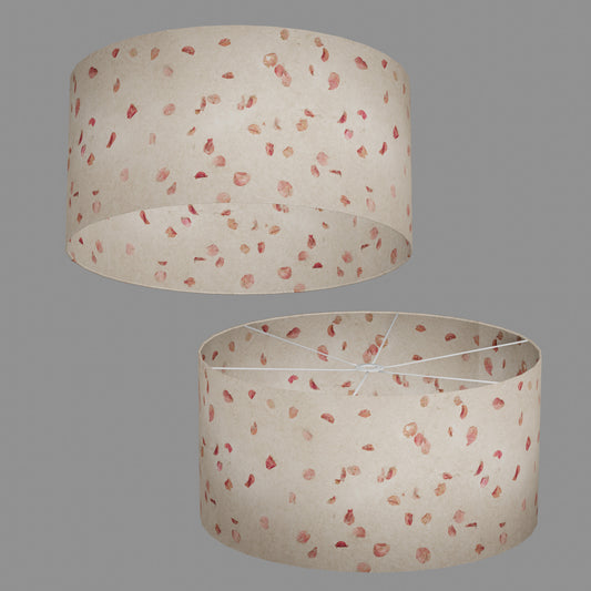 Drum Lamp Shade - P33 - Rose Petals on Natural Lokta, 60cm(d) x 30cm(h)