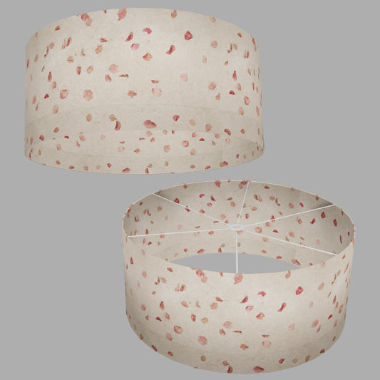 Drum Lamp Shade - P33 - Rose Petals on Natural Lokta, 70cm(d) x 30cm(h)