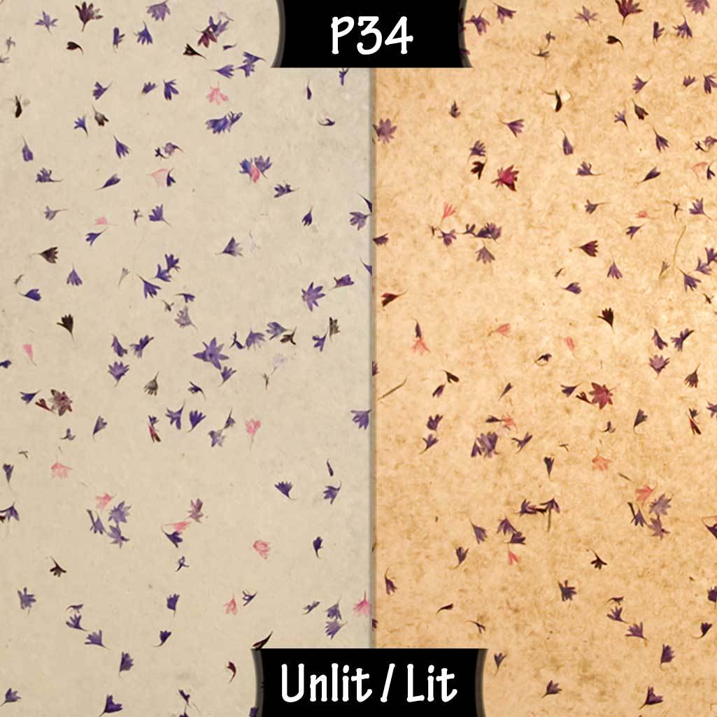Conical Lamp Shade P34 - Cornflower Petals on Natural Lokta, 15cm(top) x 30cm(bottom) x 22cm(height)