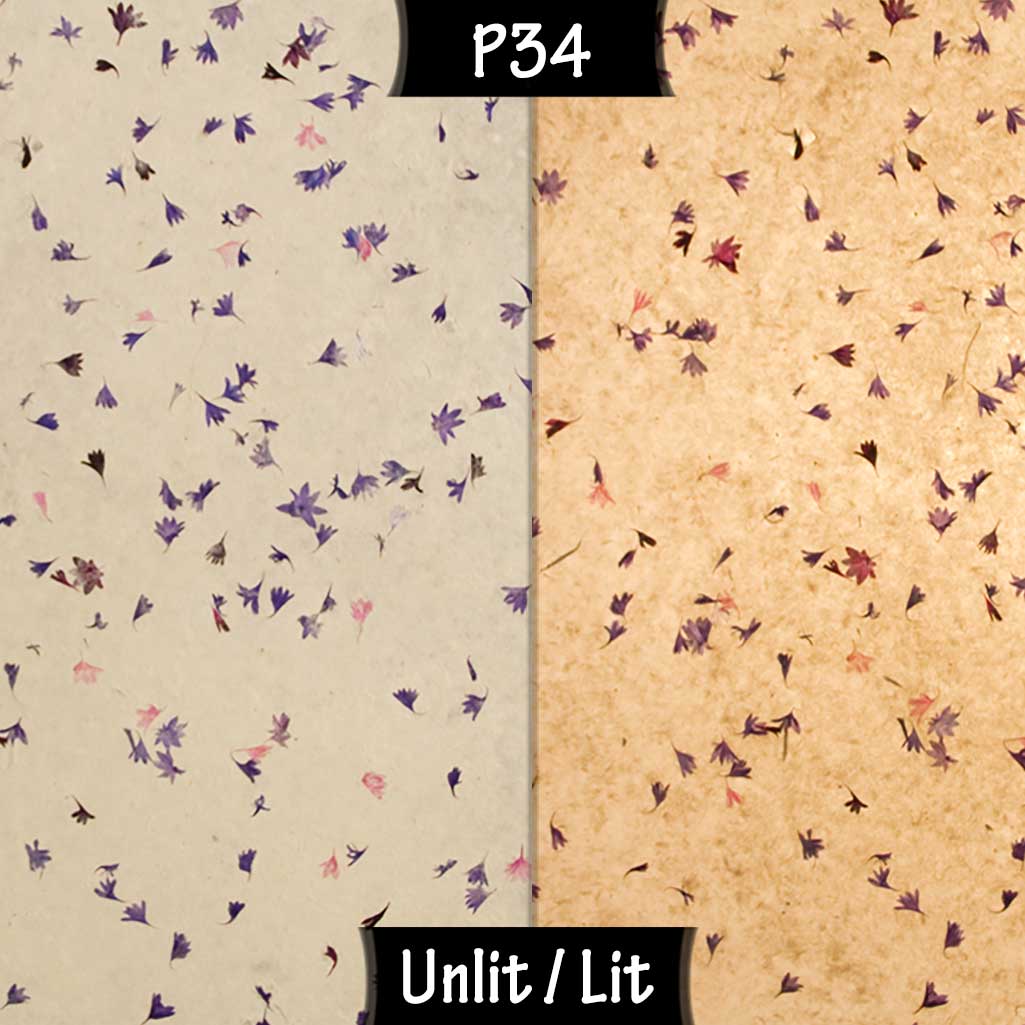 Wall Light - P34 - Cornflower Petals on Natural Lokta, 36cm(wide) x 20cm(h) - Imbue Lighting