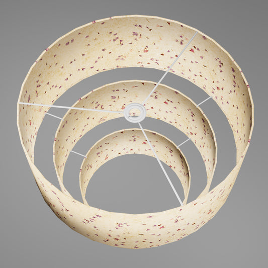 3 Tier Lamp Shade - P34 - Cornflower Petals on Natural Lokta, 50cm x 20cm, 40cm x 17.5cm & 30cm x 15cm