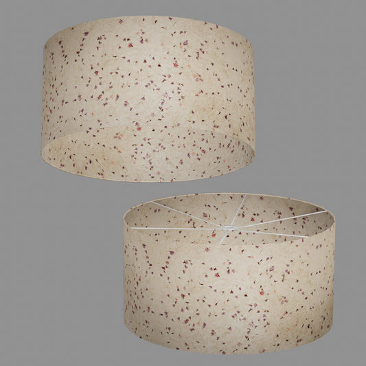 Drum Lamp Shade - P34 - Cornflower Petals on Natural Lokta, 60cm(d) x 30cm(h)
