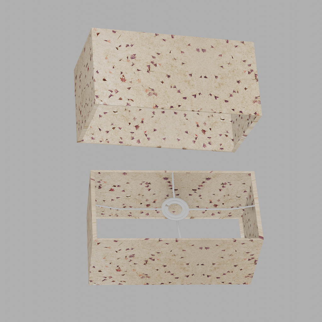 Rectangle Lamp Shade - P34 - Cornflower Petals on Natural Lokta, 40cm(w) x 20cm(h) x 20cm(d)