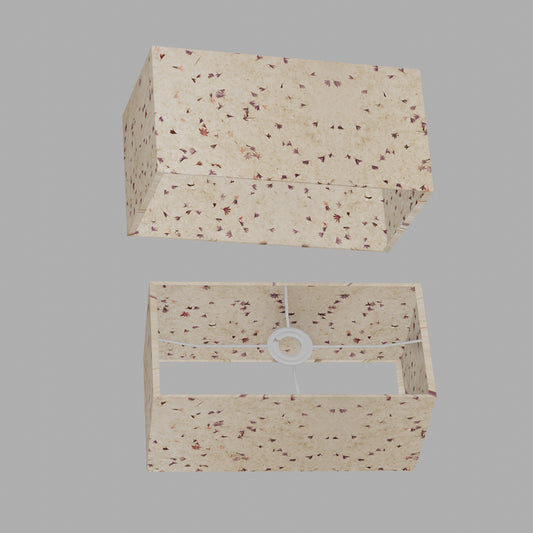 Rectangle Lamp Shade - P34 - Cornflower Petals on Natural Lokta, 40cm(w) x 20cm(h) x 20cm(d)