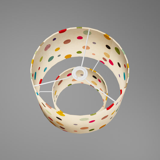 2 Tier Lamp Shade - P39 - Polka Dots on Natural Lokta, 30cm x 20cm & 20cm x 15cm