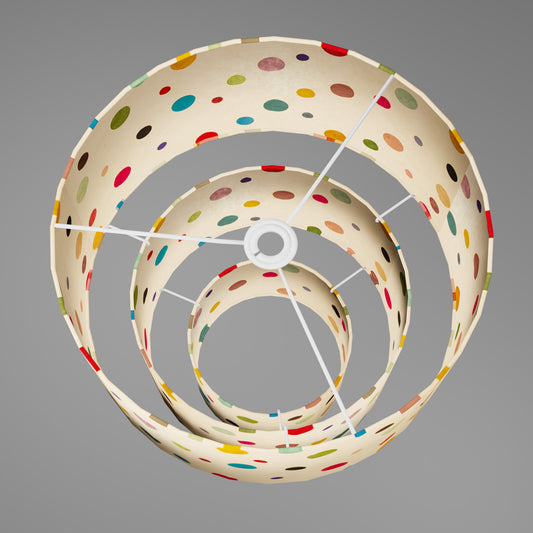 3 Tier Lamp Shade - P39 - Polka Dots on Natural Lokta, 40cm x 20cm, 30cm x 17.5cm & 20cm x 15cm