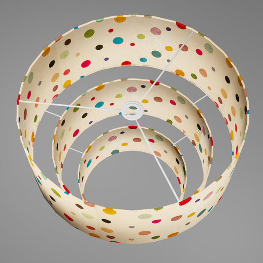 3 Tier Lamp Shade - P39 - Polka Dots on Natural Lokta, 50cm x 20cm, 40cm x 17.5cm & 30cm x 15cm