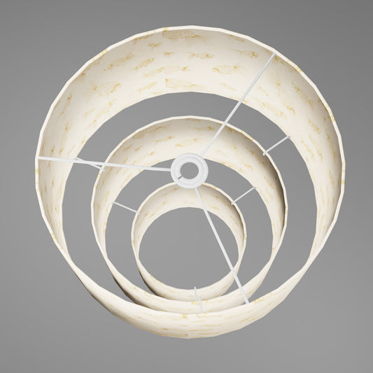 3 Tier Lamp Shade - P40 - Gold Fish Screen Print on Natural Lokta, 40cm x 20cm, 30cm x 17.5cm & 20cm x 15cm