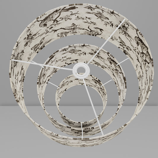 3 Tier Lamp Shade - P41 - Oriental Birds, 40cm x 20cm, 30cm x 17.5cm & 20cm x 15cm