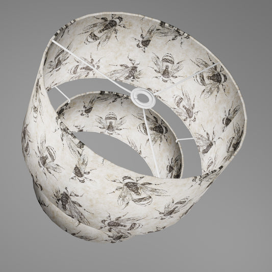2 Tier Lamp Shade - P42 - Bees Screen Print on Natural Lokta, 40cm x 20cm & 30cm x 15cm
