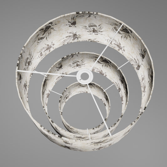 3 Tier Lamp Shade - P42 - Bees Screen Print on Natural Lokta, 40cm x 20cm, 30cm x 17.5cm & 20cm x 15cm