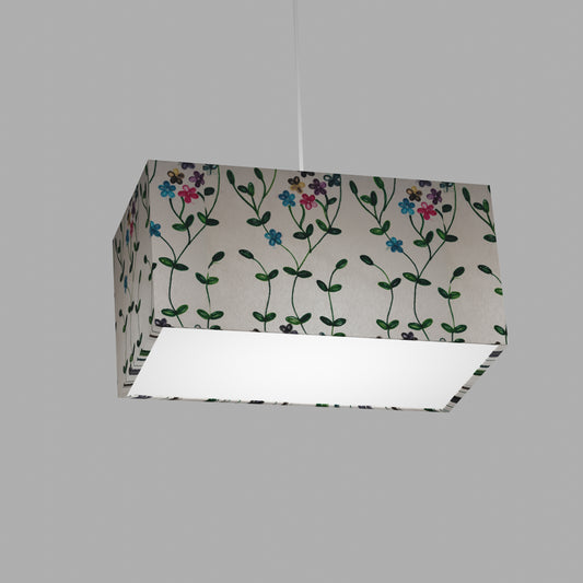 Rectangle Lamp Shade - P43 - Embroidered Flowers on White, 40cm(w) x 20cm(h) x 20cm(d)