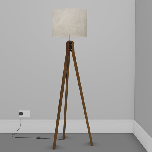 Sapele Tripod Floor Lamp - P54 - Natural Lokta