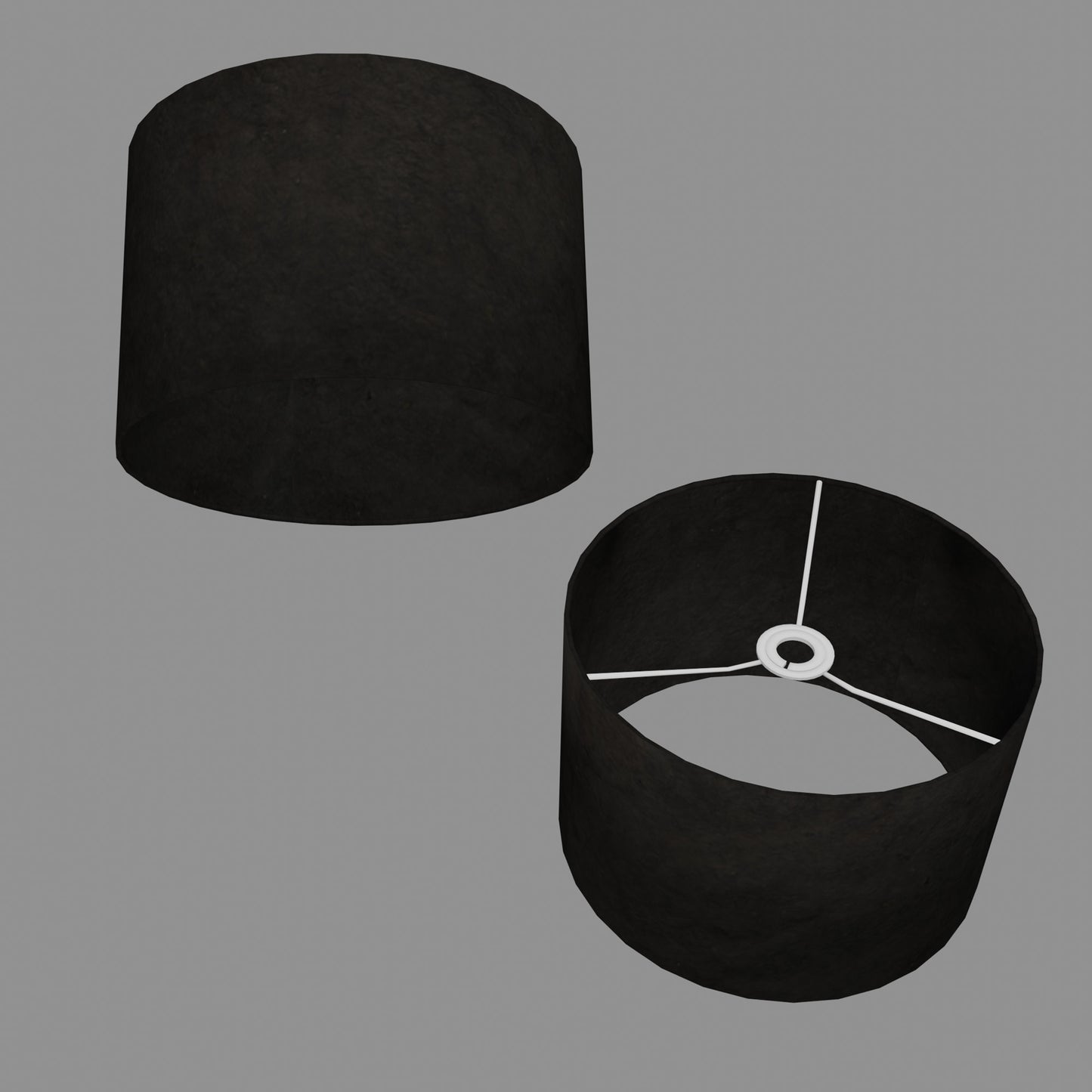 Drum Lamp Shade - P55 - Black Lokta, 30cm(d) x 20cm(h)