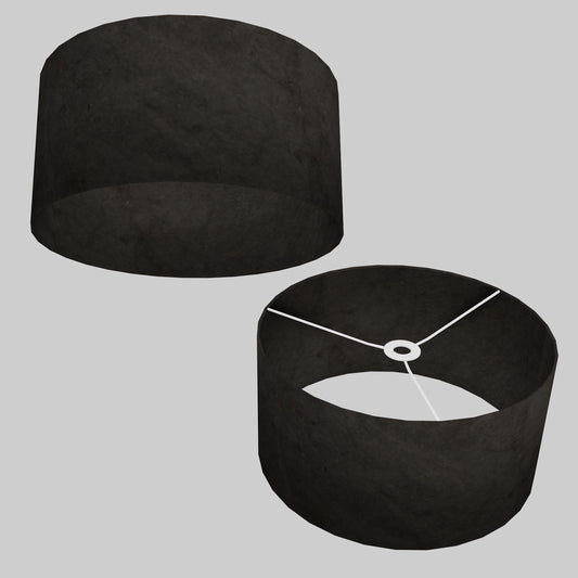 Drum Lamp Shade - P55 - Black Lokta, 40cm(d) x 20cm(h)