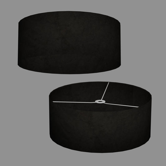 Drum Lamp Shade - P55 - Black Lokta, 50cm(d) x 20cm(h)