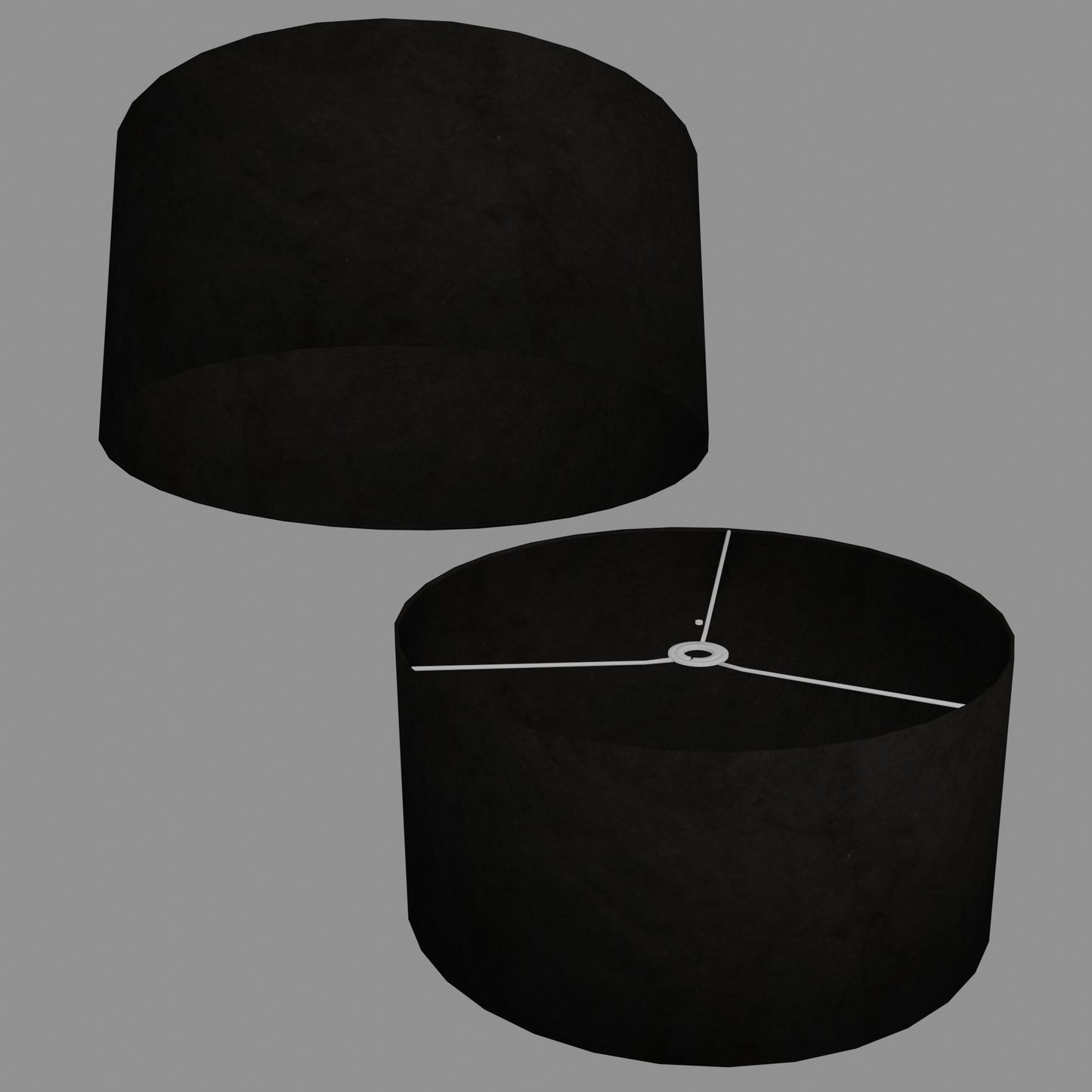 Drum Lamp Shade - P55 - Black Lokta, 50cm(d) x 25cm(h)