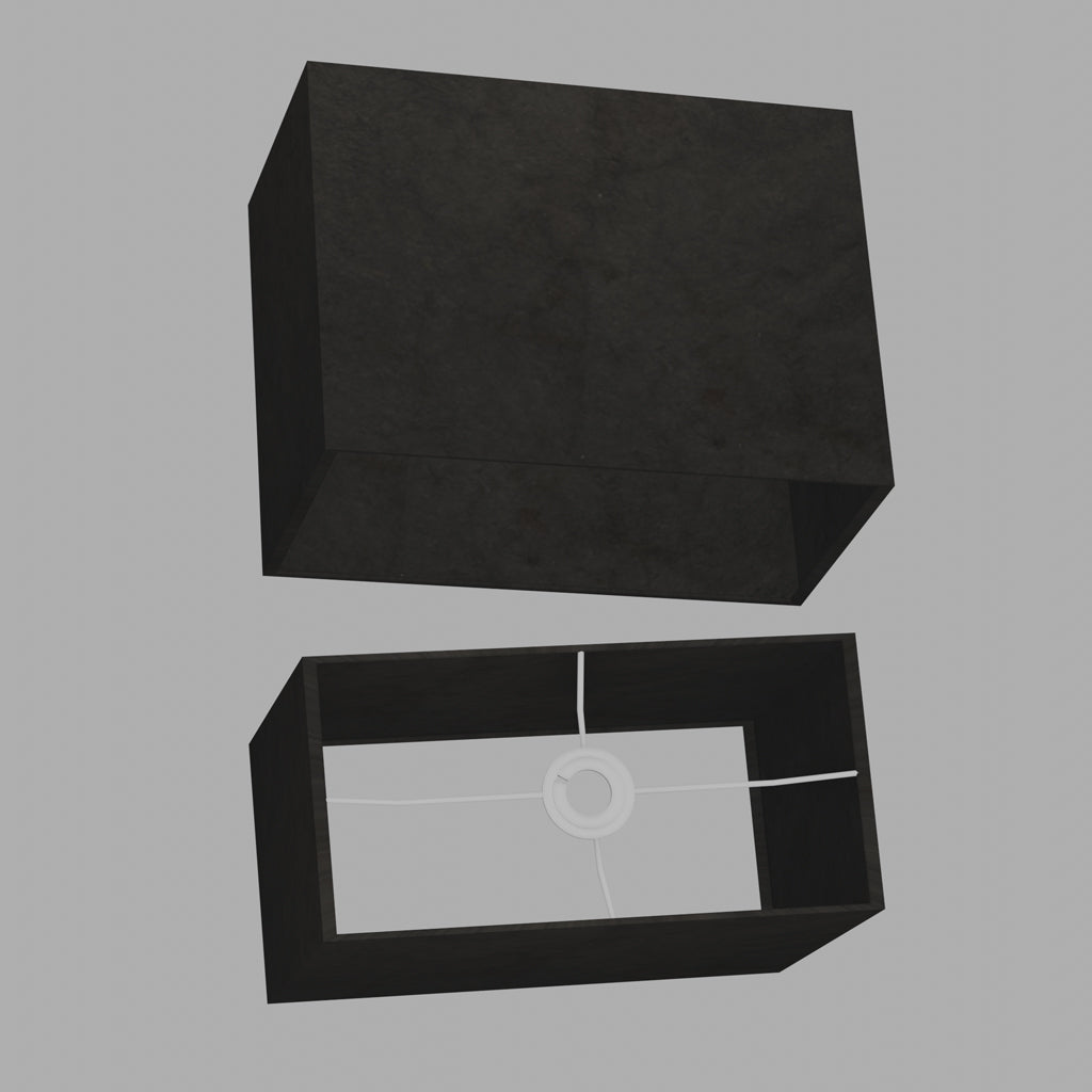 Rectangle Lamp Shade - P55 - Black Lokta, 40cm(w) x 30cm(h) x 20cm(d)