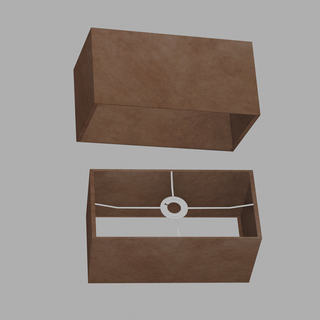 Rectangle Lamp Shade - P58 - Brown Lokta, 40cm(w) x 20cm(h) x 20cm(d)