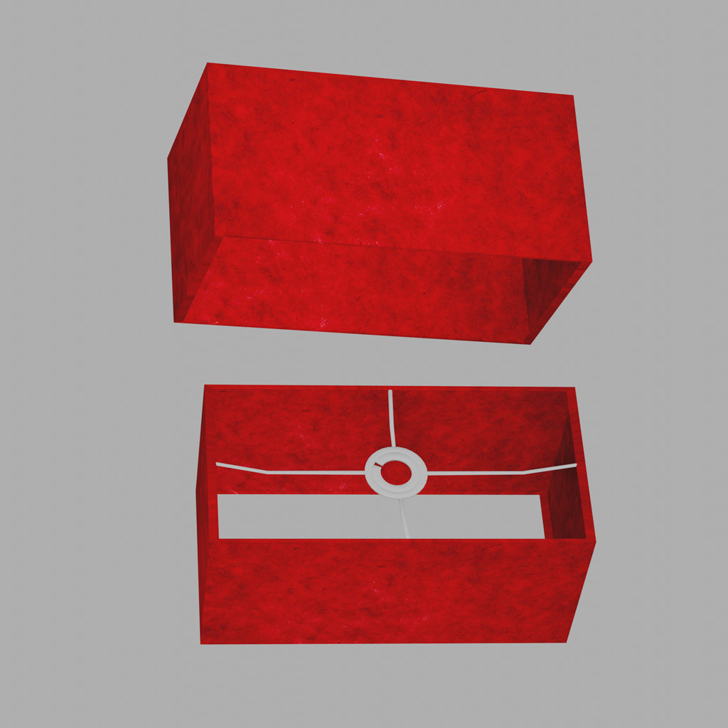Rectangle Lamp Shade - P60 - Red Lokta, 40cm(w) x 20cm(h) x 20cm(d)