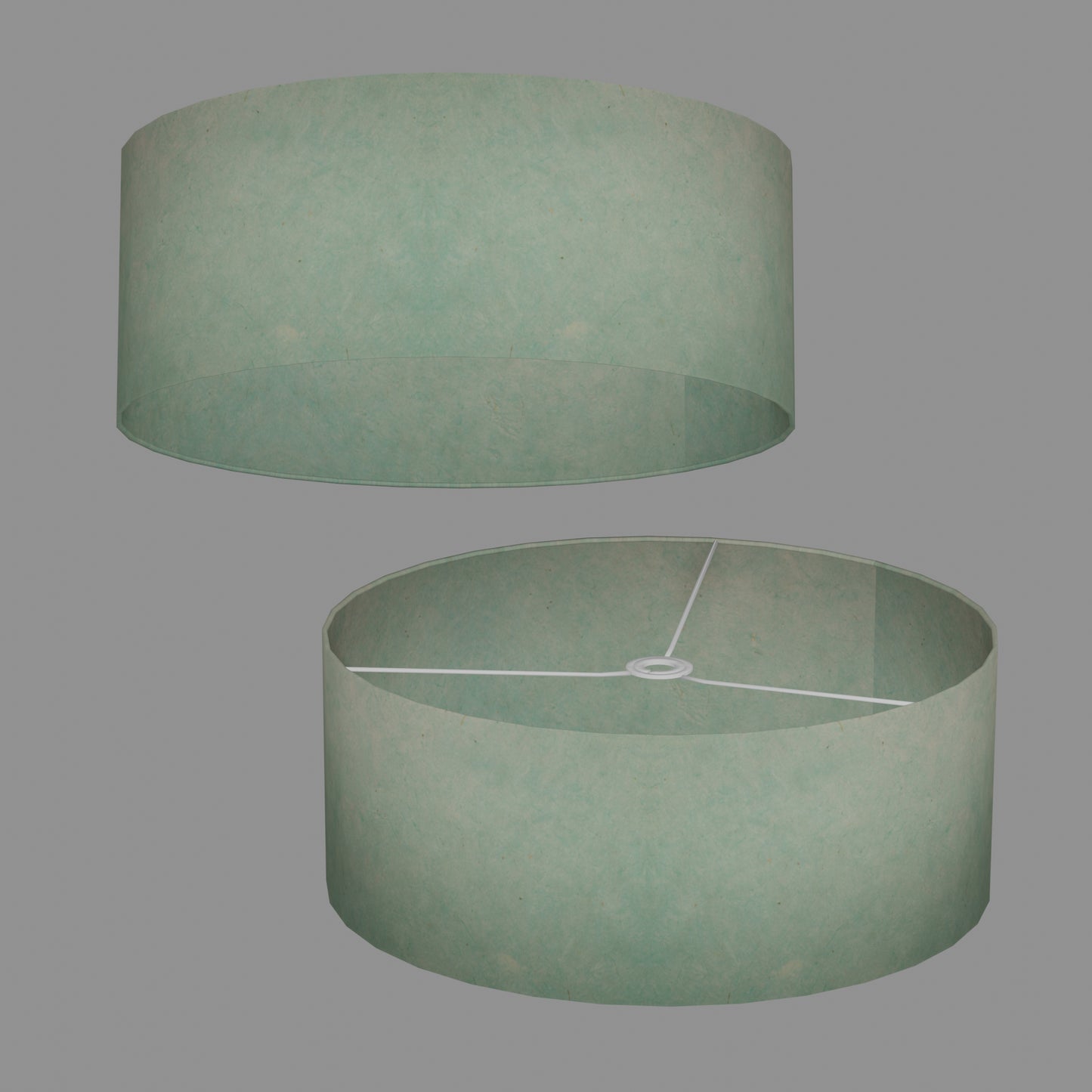 Drum Lamp Shade - P65 - Turquoise Lokta, 50cm(d) x 20cm(h)