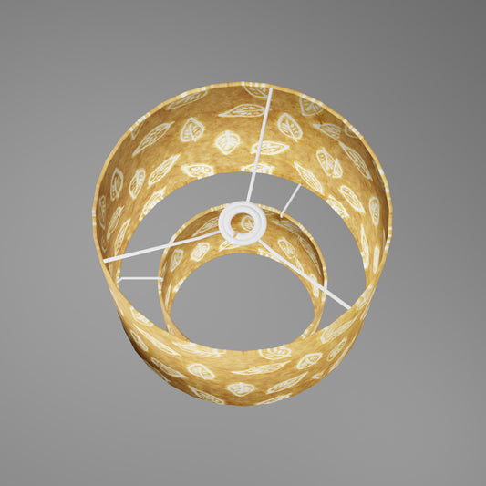 2 Tier Lamp Shade - P66 - Batik Leaf on Camel, 30cm x 20cm & 20cm x 15cm