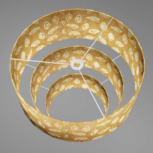 3 Tier Lamp Shade - P66 - Batik Leaf on Camel, 50cm x 20cm, 40cm x 17.5cm & 30cm x 15cm