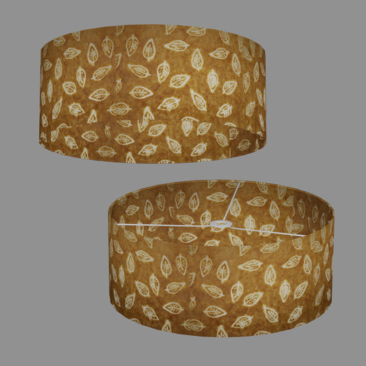 Drum Lamp Shade - P66 - Batik Leaf on Camel, 50cm(d) x 20cm(h)