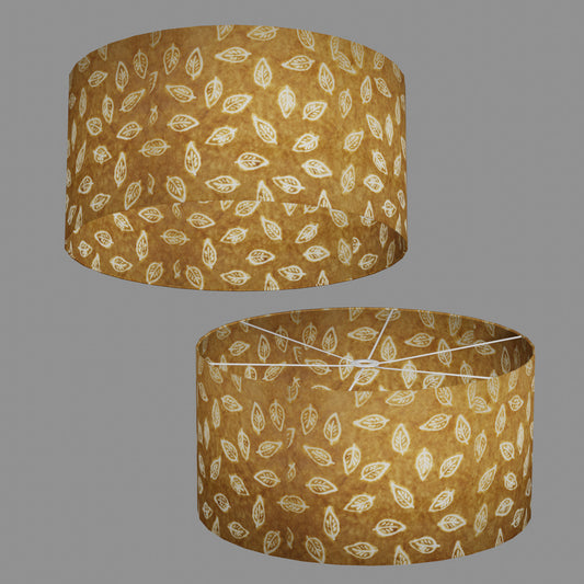 Drum Lamp Shade - P66 - Batik Leaf on Camel, 60cm(d) x 30cm(h)