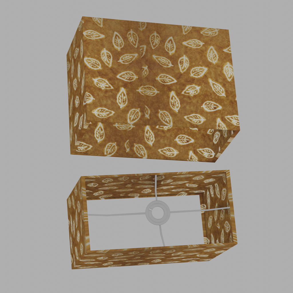 Rectangle Lamp Shade - P66 - Batik Leaf on Camel, 40cm(w) x 30cm(h) x 20cm(d)